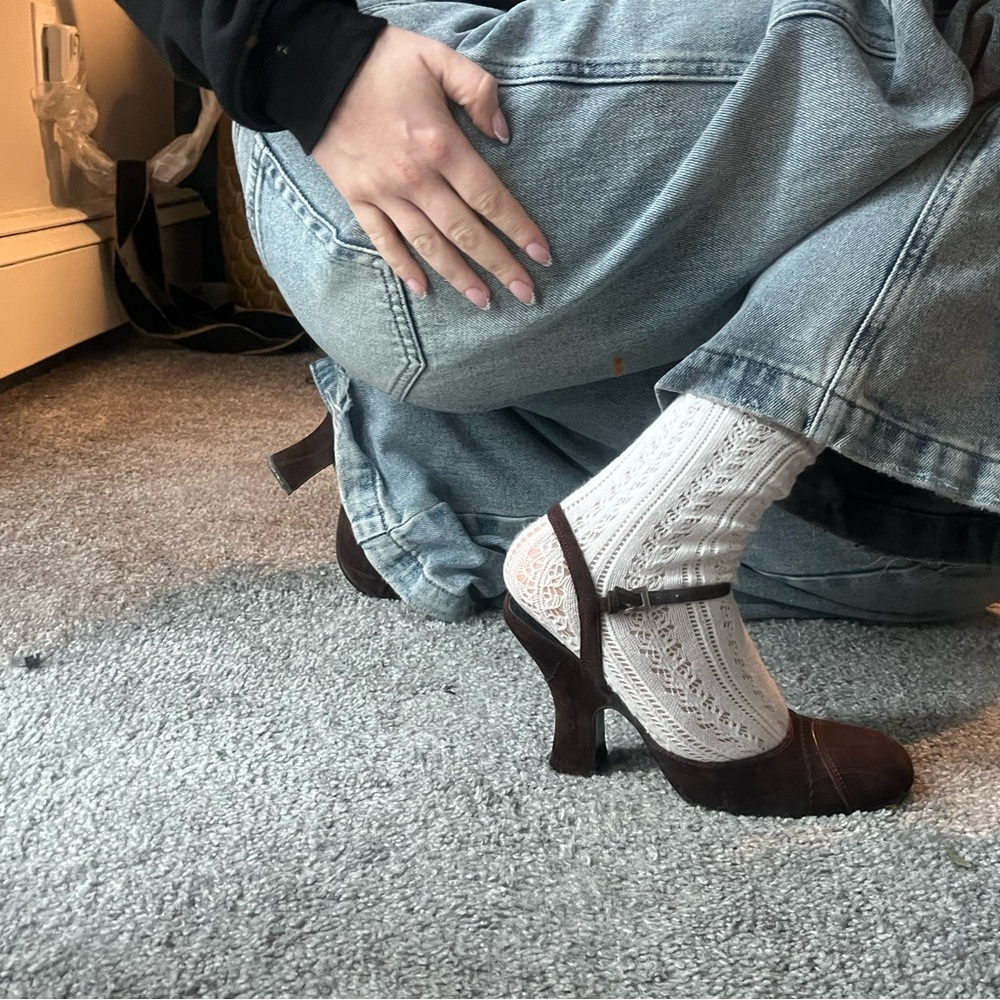 Brown Suede Heeled Shoes